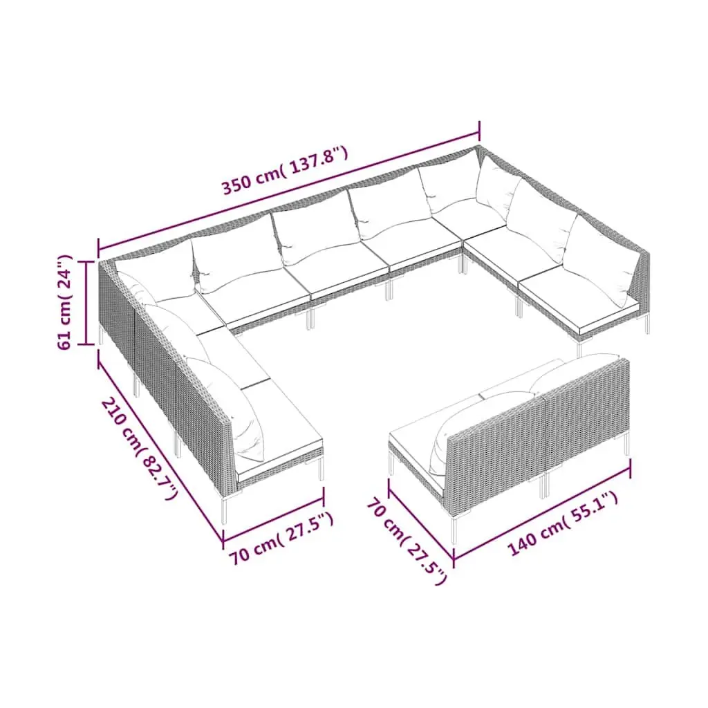 11 Piece Garden Lounge Set