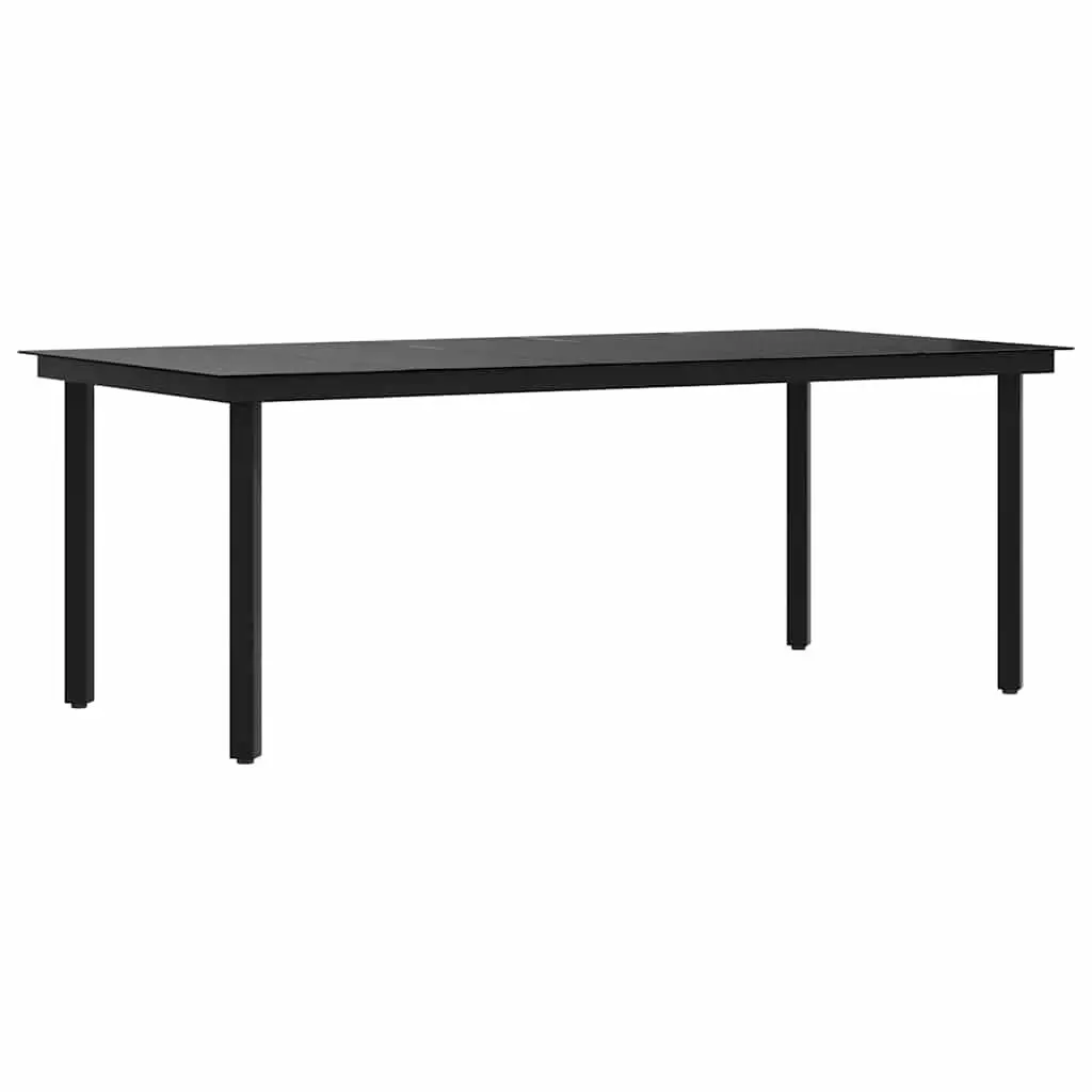 Garden Dining Table Black Steel Frame Glass Top 200 x 100 x 74 cm