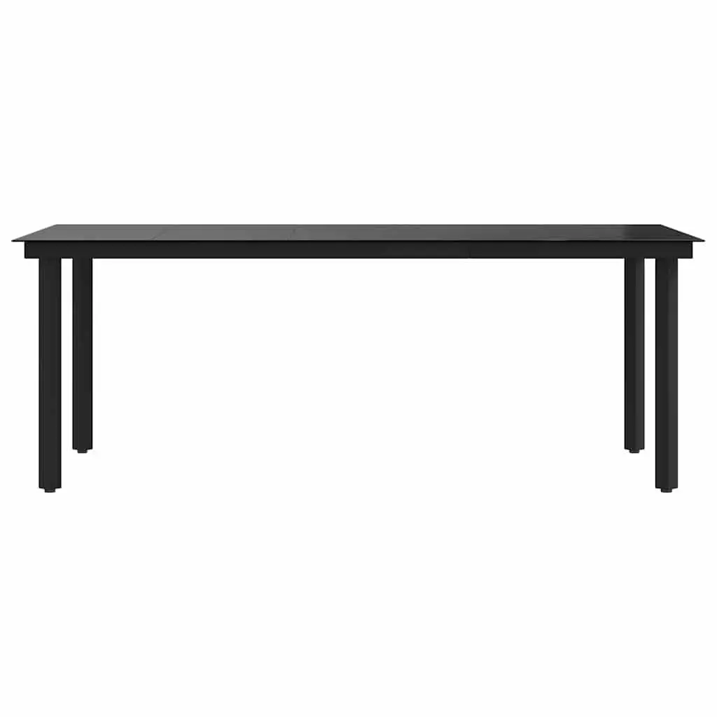 Garden Dining Table Black Steel Frame Glass Top 200 x 100 x 74 cm