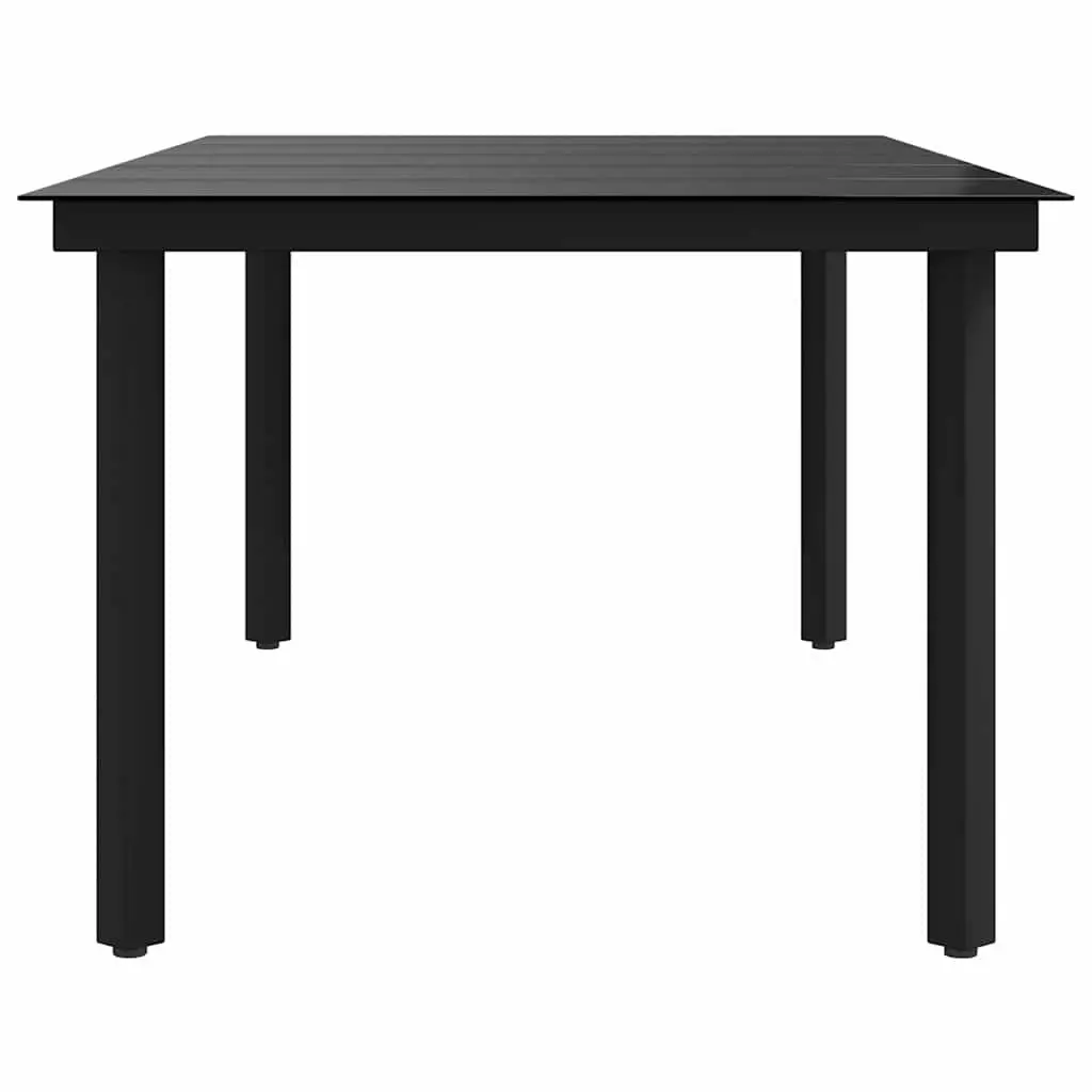 Garden Dining Table Black Steel Frame Glass Top 200 x 100 x 74 cm