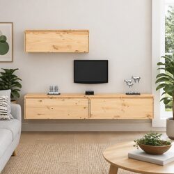 Transform Your Walls with 3 Floating TV Cabinets in Brown