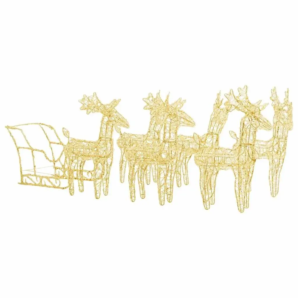 Christmas Yard Decoration Lighted Reindeer Sleigh 320 LED Acrylic Outdoor