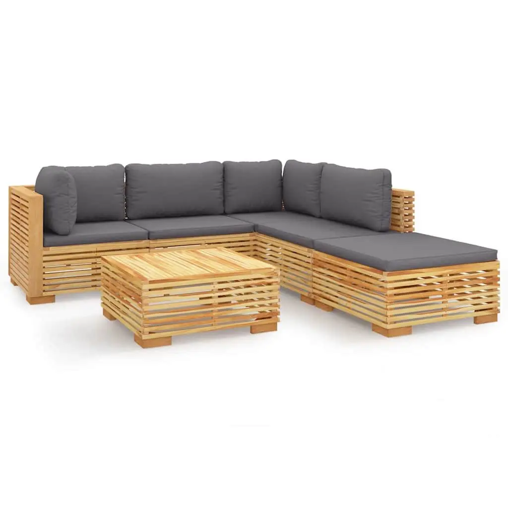 6 Piece Garden Lounge Set Wooden Patio Furniture with Cushions