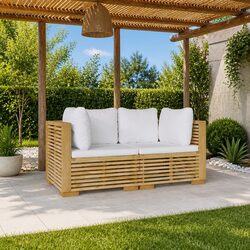 Garden Corner Sofas 2 pcs Solid Wood Outdoor Furniture Set with Cushions