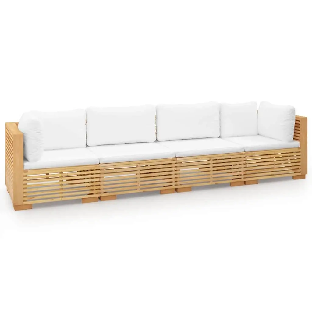 4 Piece Garden Lounge Set Solid Teak Wood with Cushions Outdoor Furniture