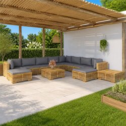 Friendly 12-Piece Teak Wood Lounge Set for Your Home