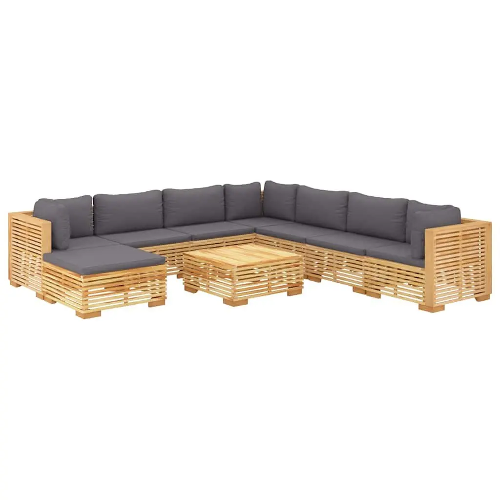 9 Piece Garden Lounge Set Solid Teak Wood Construction Outdoor Furniture