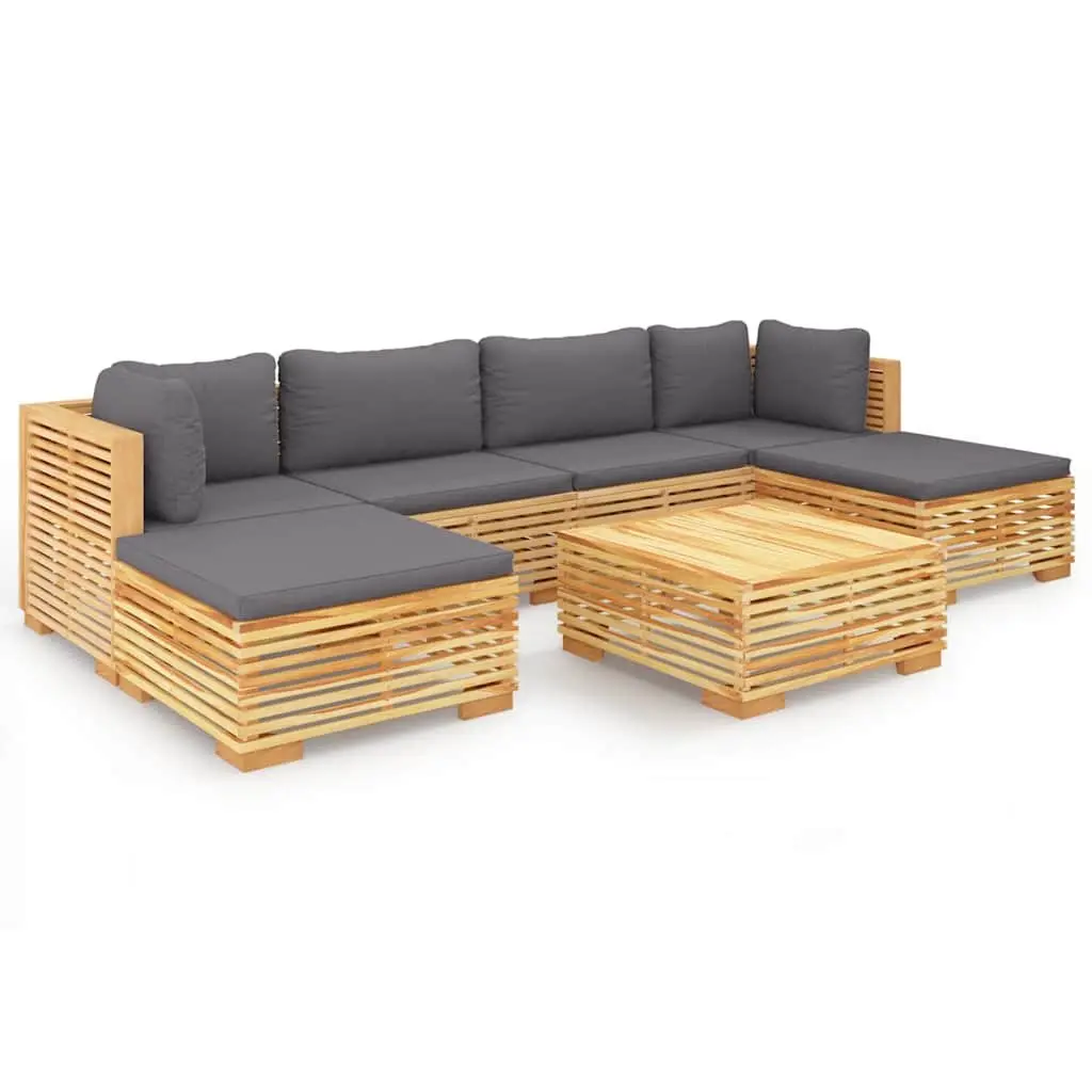 Garden Lounge Set Teak Wood 7 Piece Outdoor Furniture with Cushions