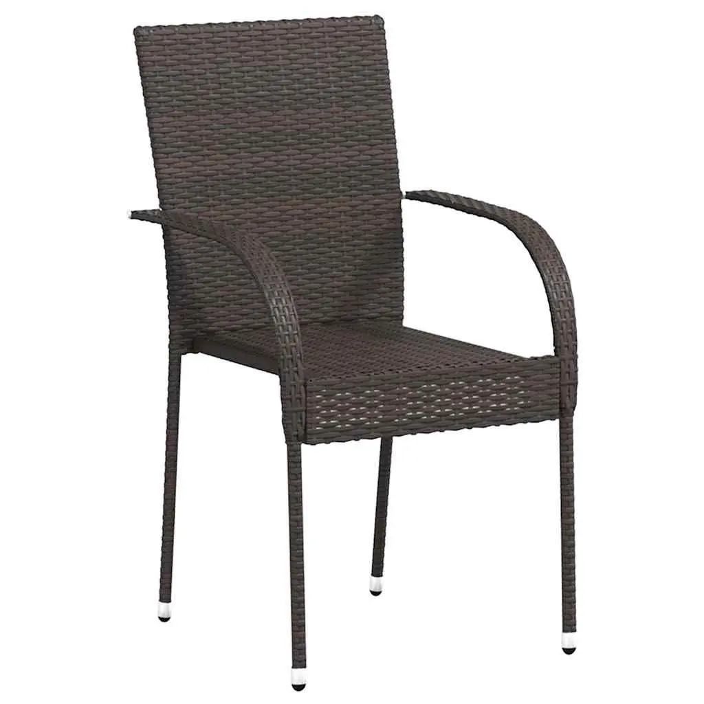 Outdoor Chairs Stackable Water-resistant PE Rattan Brown 4 Piece