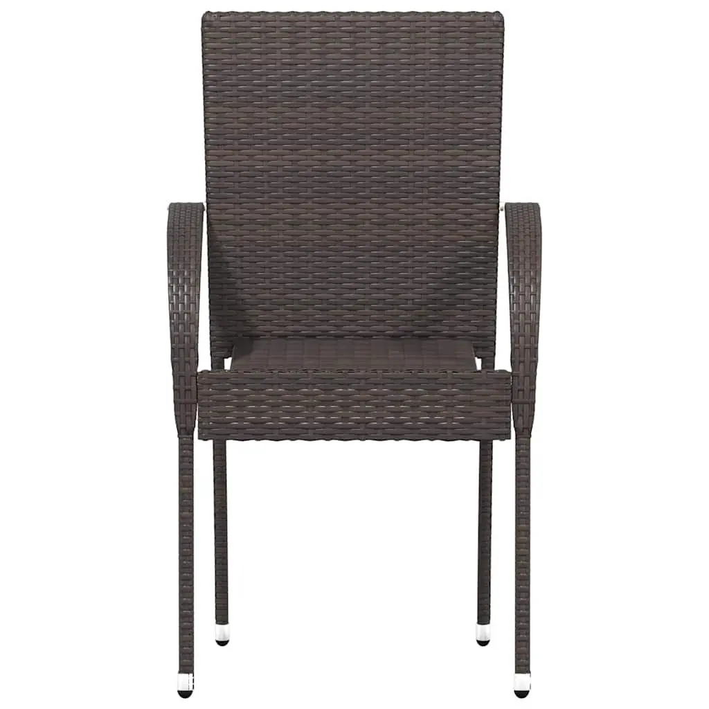 Outdoor Chairs Stackable Water-resistant PE Rattan Brown 4 Piece