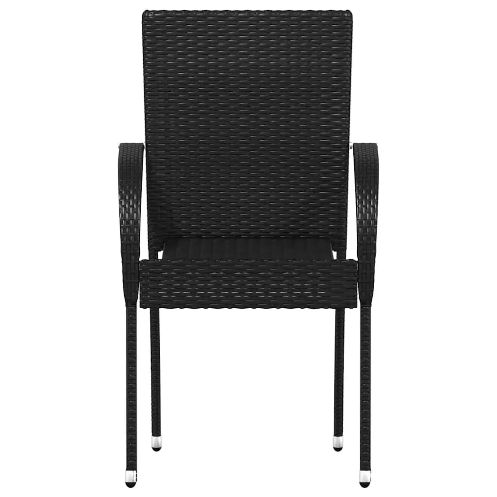 Stackable Outdoor Dining Chairs 4 pcs Garden Patio Seating Set Black Rattan