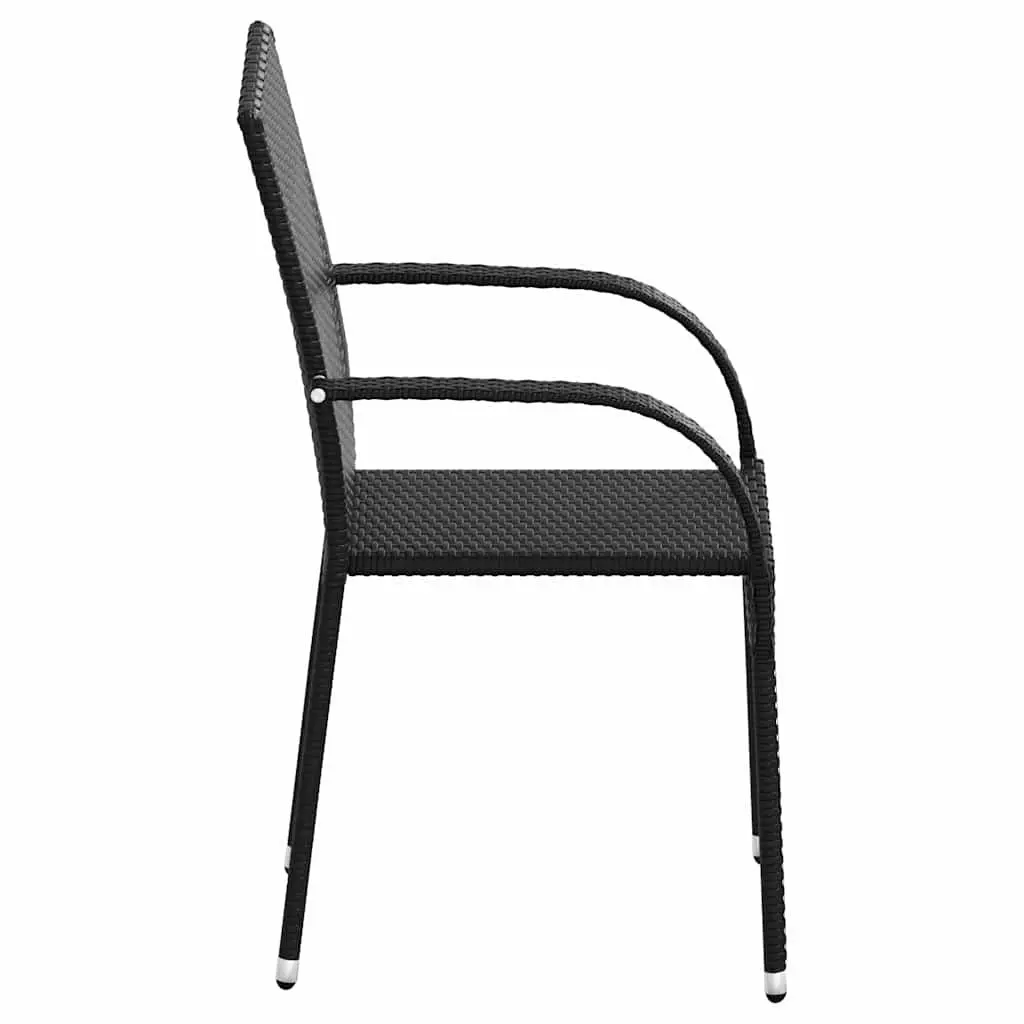 Stackable Outdoor Dining Chairs 4 pcs Garden Patio Seating Set Black Rattan
