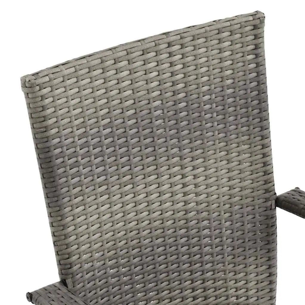 Stackable Outdoor Chairs Grey Rattan Style 4 Pcs