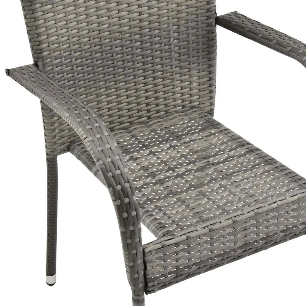 Outdoor Stackable Dining Chairs 6 Piece Set Grey Rattan Garden Patio Seating