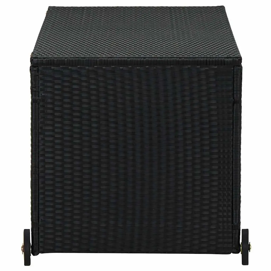 Garden Storage Box Black Poly Rattan Outdoor Patio Deck Cushion Organizer