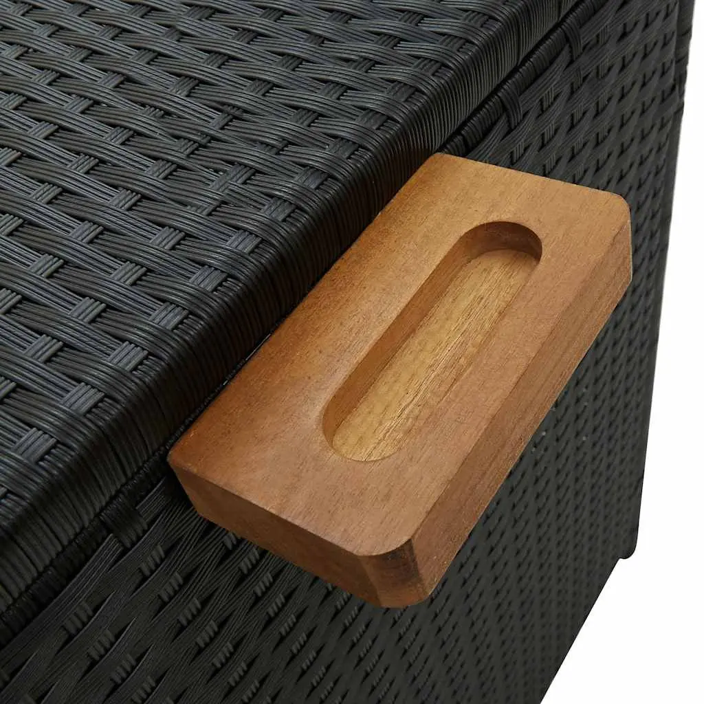 Garden Storage Box Black Poly Rattan Outdoor Patio Deck Cushion Organizer