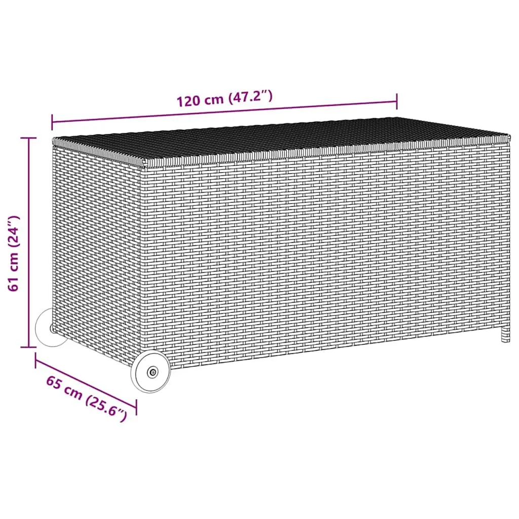 Garden Storage Box Black Poly Rattan Outdoor Patio Deck Cushion Organizer