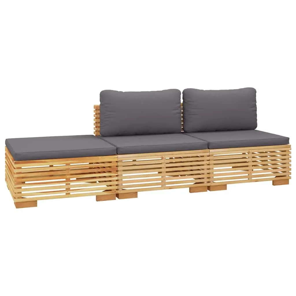3 Piece Garden Lounge Set Outdoor Furniture with Cushions Solid Wood Teak Brown