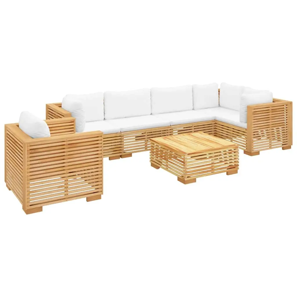7 Piece Garden Lounge Set Solid Teak Wood Brown