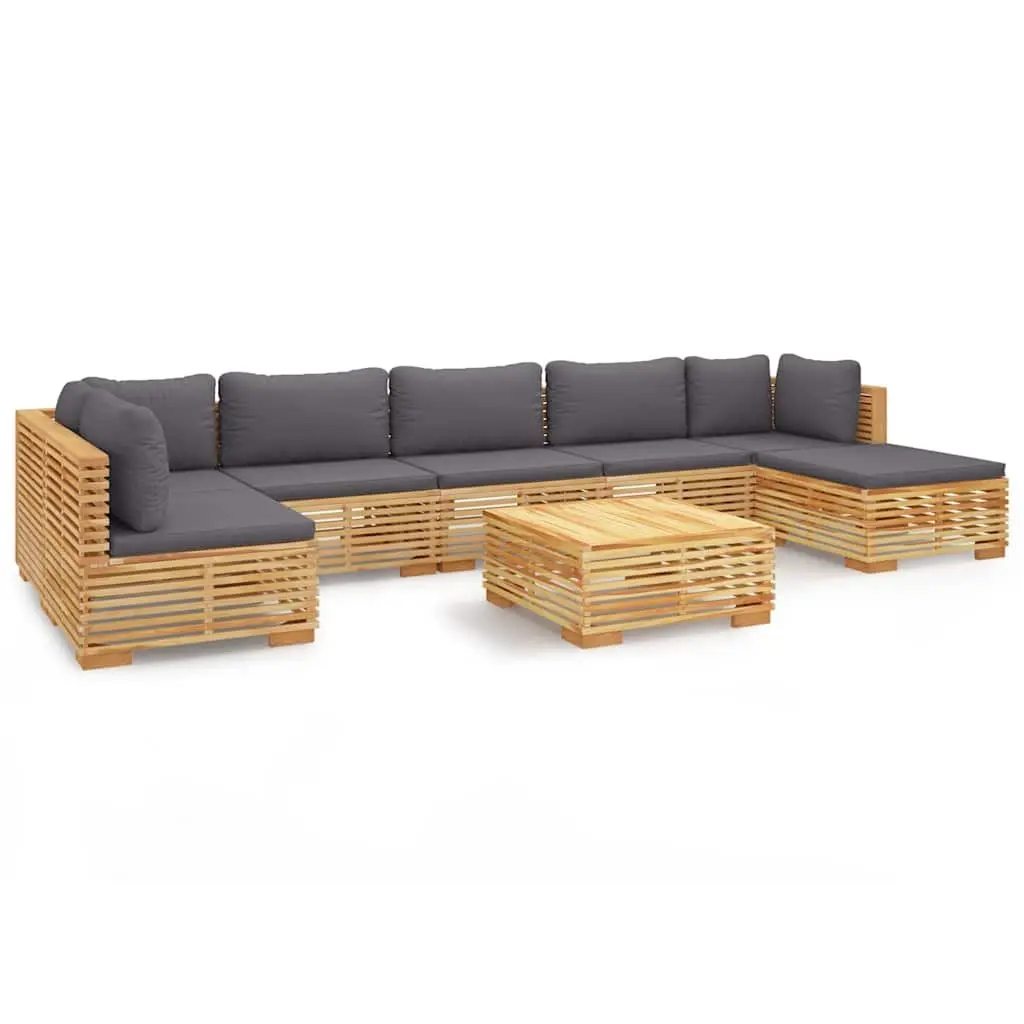 8 Piece Garden Lounge Set Solid Teak Wood Cushions Outdoor Furniture