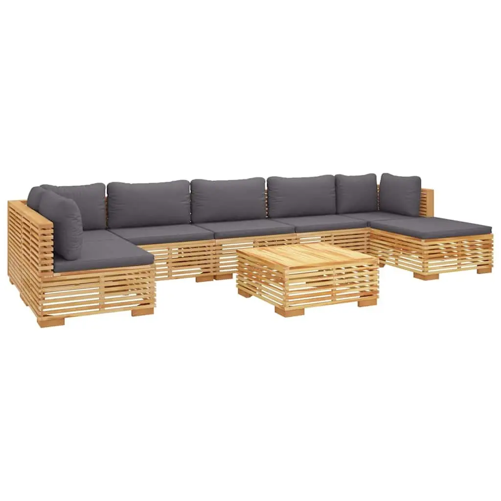 8 Piece Garden Lounge Set Solid Teak Wood Cushions Outdoor Furniture