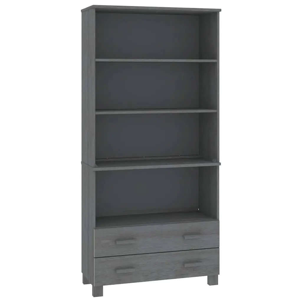 Solid Pine Wood Highboard Sideboard Grey Storage Cabinet with Open Shelves and Drawers