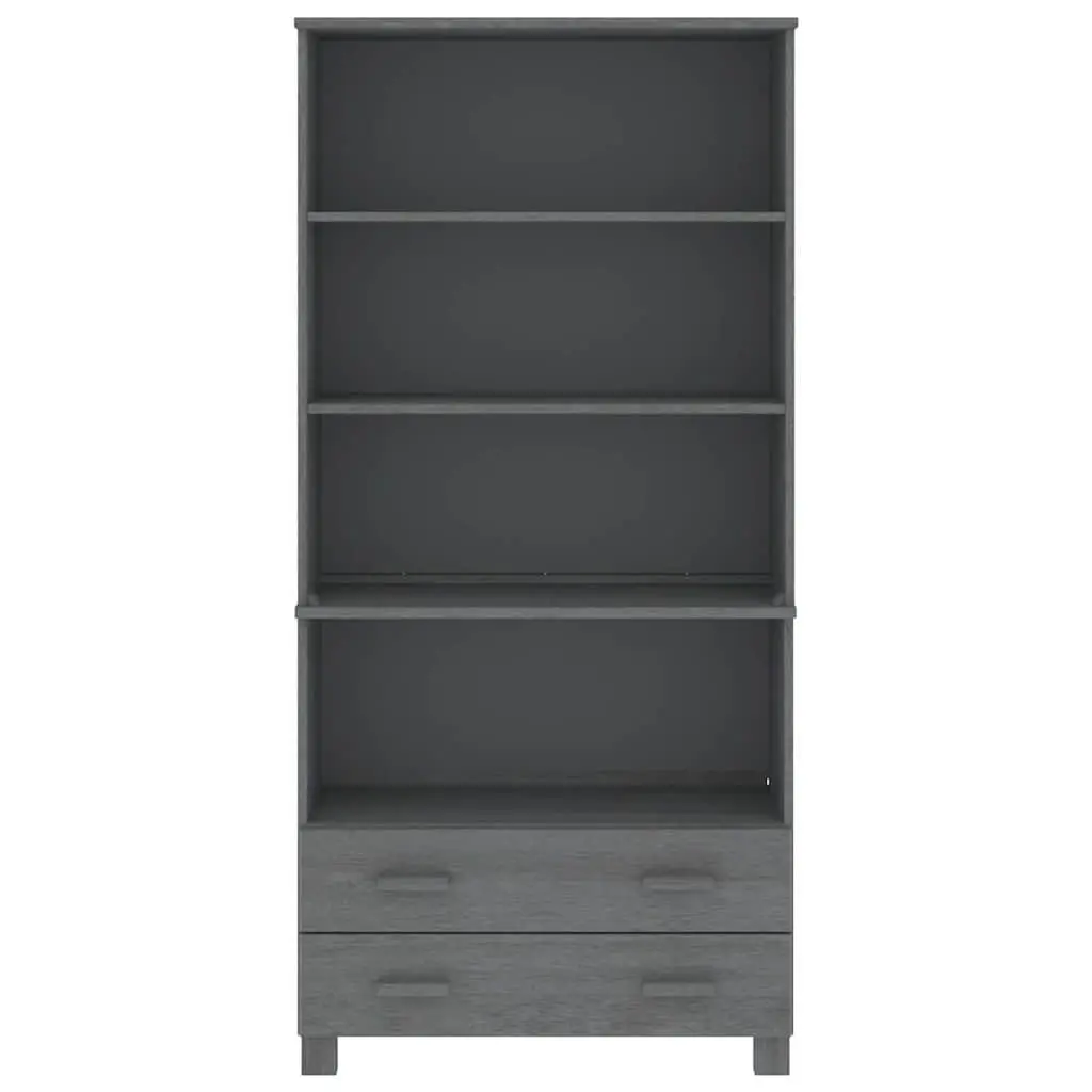 Solid Pine Wood Highboard Sideboard Grey Storage Cabinet with Open Shelves and Drawers