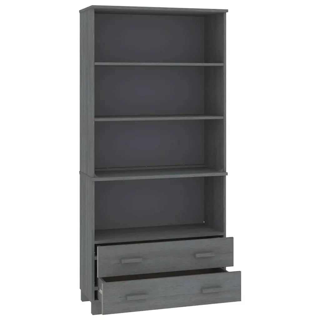 Solid Pine Wood Highboard Sideboard Grey Storage Cabinet with Open Shelves and Drawers