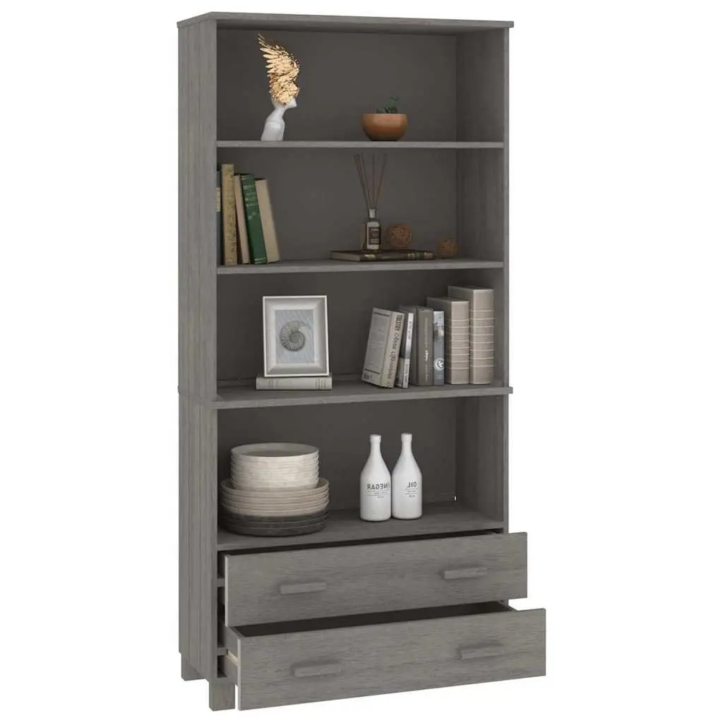 Highboard Sideboard Solid Pine Wood Light Grey Storage Cabinet