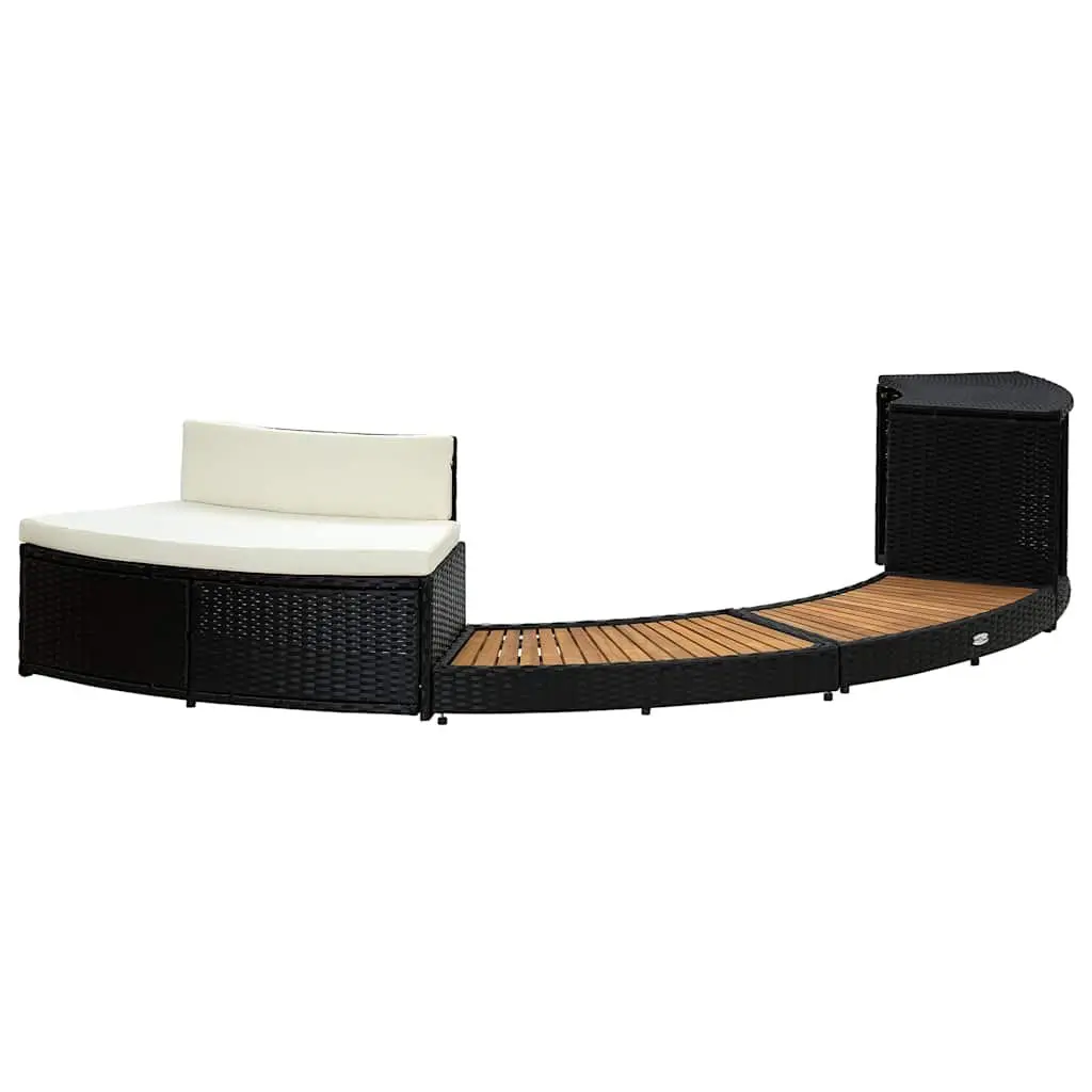 Hot Tub Surround Spa Accessories Poly Rattan Acacia Wood Storage Sofa