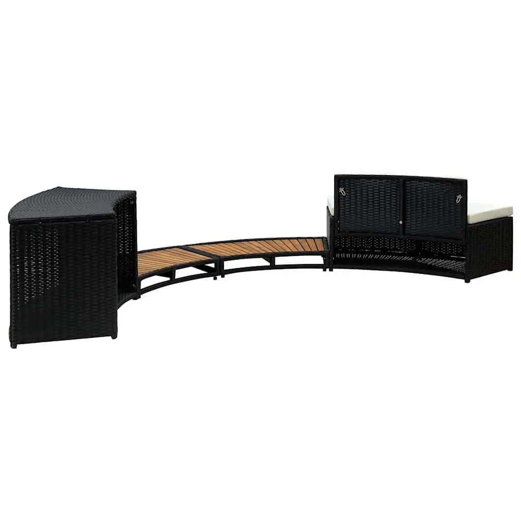 Hot Tub Surround Spa Accessories Poly Rattan Acacia Wood Storage Sofa