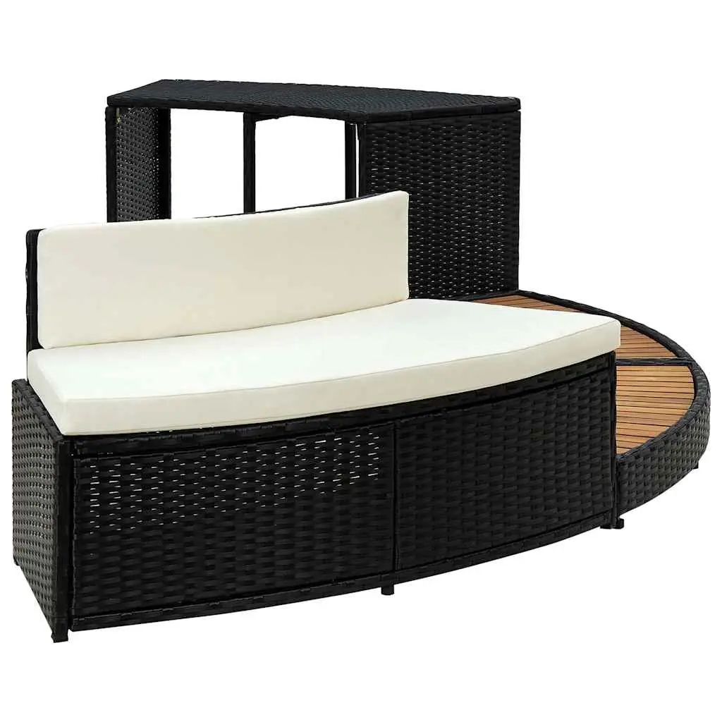 Hot Tub Surround Spa Accessories Poly Rattan Acacia Wood Storage Sofa