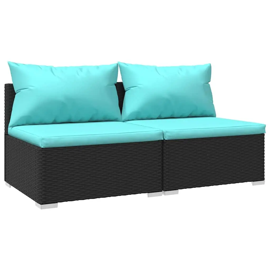 Poly Rattan Garden Lounge Set Modular Outdoor Furniture 2 Piece Black