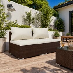 Garden Lounge Set 2 Piece Outdoor Furniture with Removable Cushions Brown