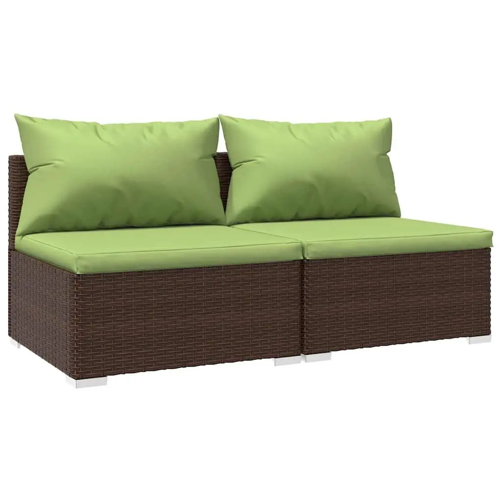 Garden Lounge Set 2 Piece Poly Rattan Modular Patio Furniture with Cushions