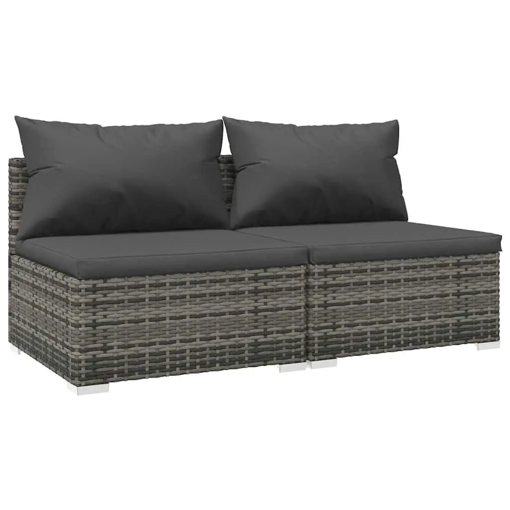 Garden Lounge Set 2 Piece Poly Rattan Outdoor Furniture with Cushions Grey