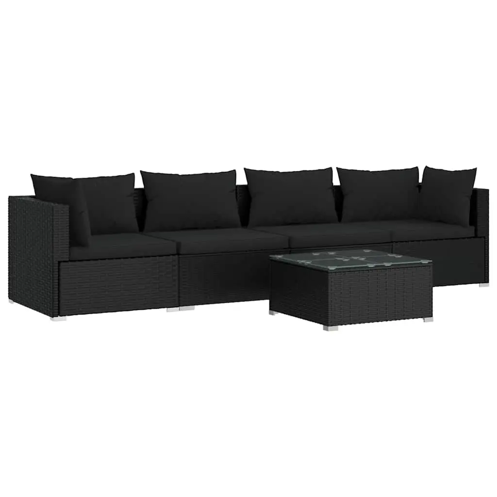 Garden Lounge Set Modular Outdoor Furniture 5 Piece Black
