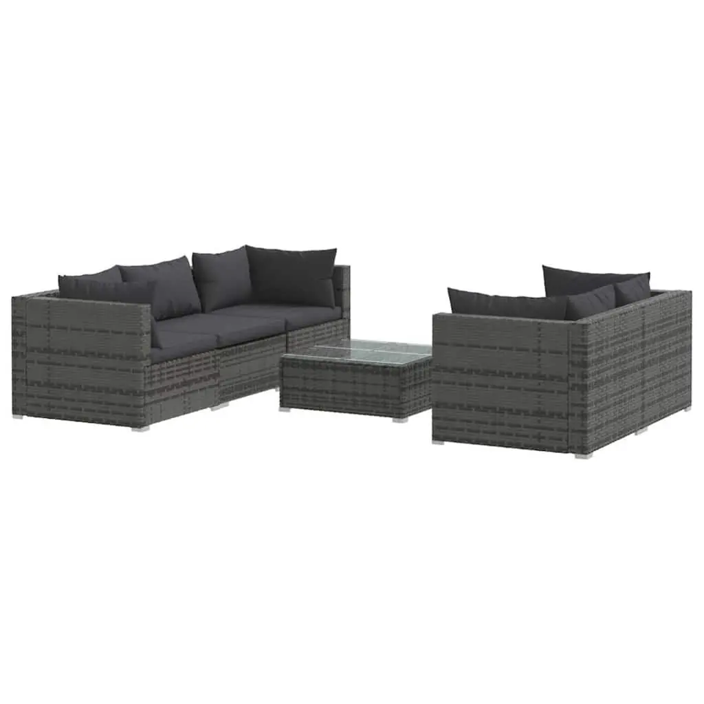 6 Piece Modular Garden Lounge Set Water Resistant PE Rattan Outdoor Furniture with Cushions