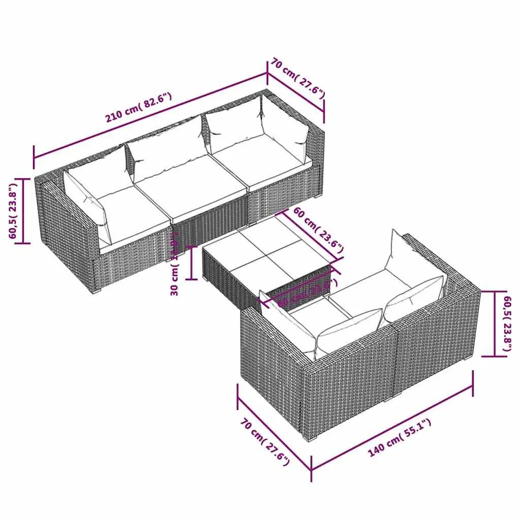 6-Piece Lounge Set for Outdoor Enjoyment