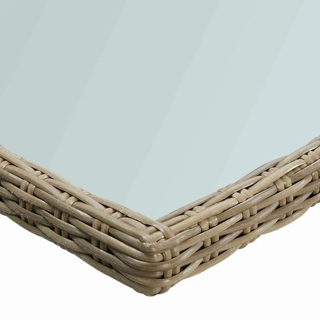 Outdoor Dining Table Rattan Frame Glass Top Brown 200x100x74cm