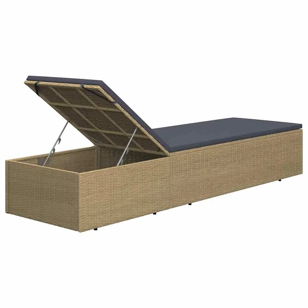 Sun Lounger Lightweight Weather Resistant Outdoor Chaise Lounge Chair with Thickly Padded Cushion Brown