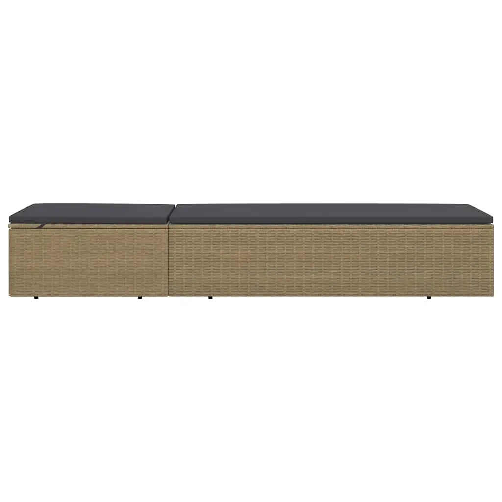 Sun Lounger Lightweight Weather Resistant Outdoor Chaise Lounge Chair with Thickly Padded Cushion Brown