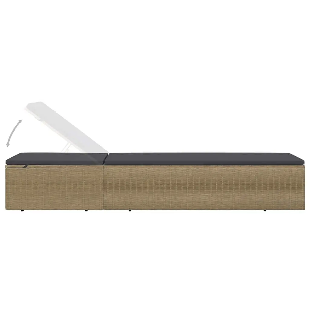 Sun Lounger Lightweight Weather Resistant Outdoor Chaise Lounge Chair with Thickly Padded Cushion Brown