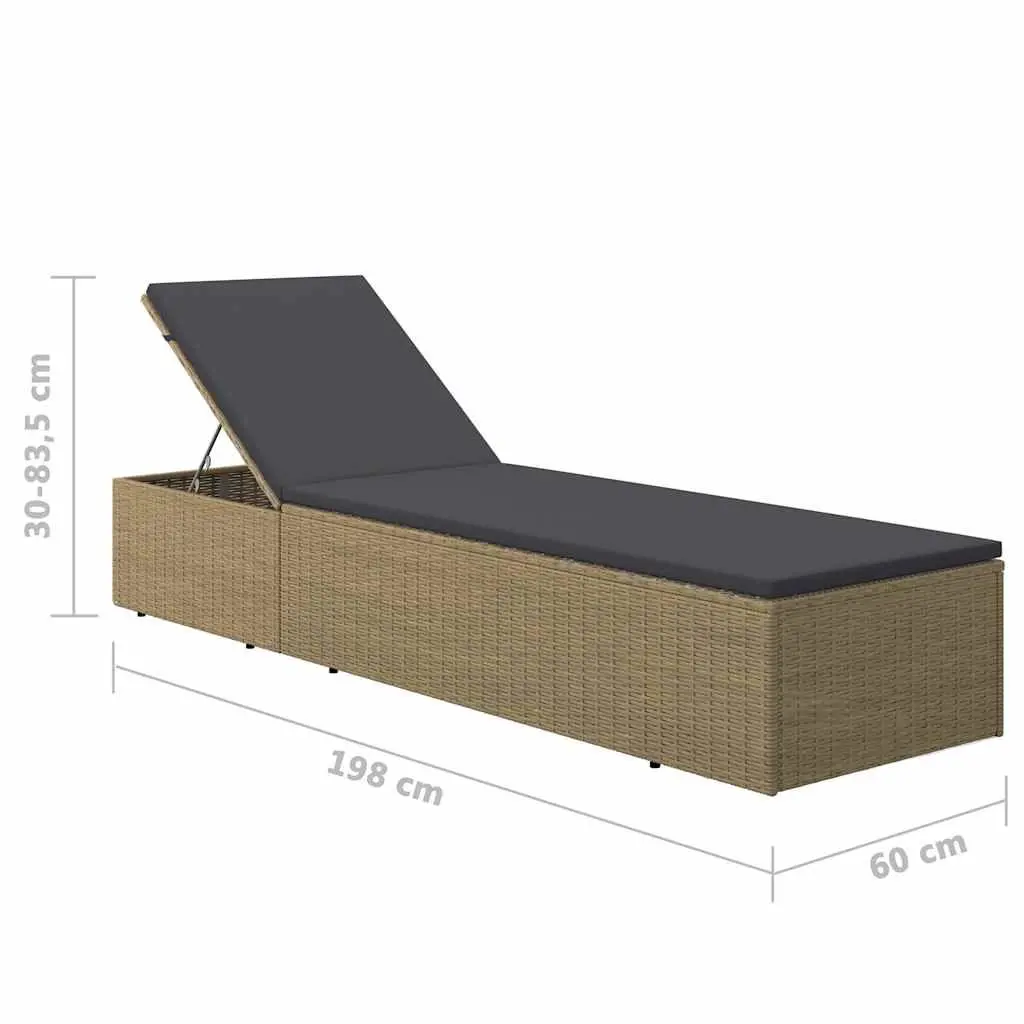 Sun Lounger Lightweight Weather Resistant Outdoor Chaise Lounge Chair with Thickly Padded Cushion Brown