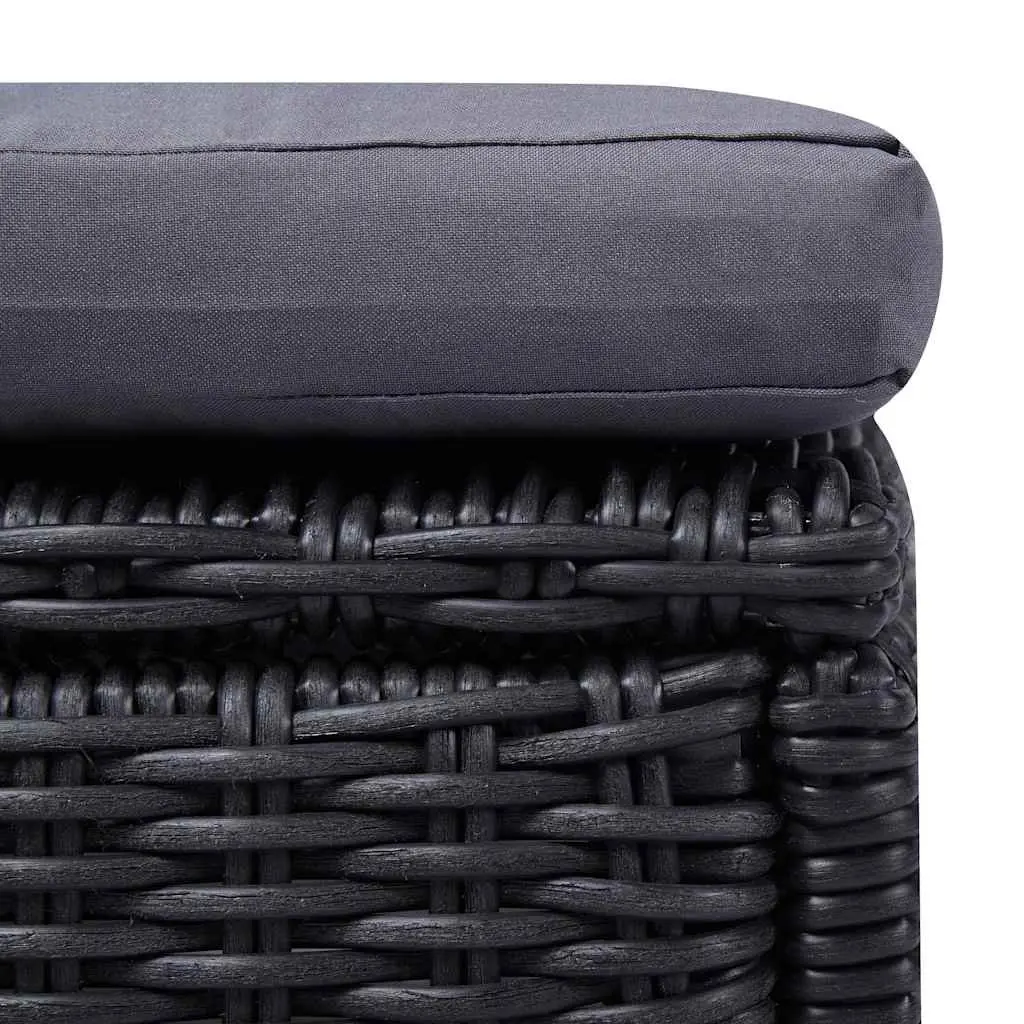 Sun Lounger Rattan Outdoor Chaise Lounge with Thickly-Padded Cushion Black