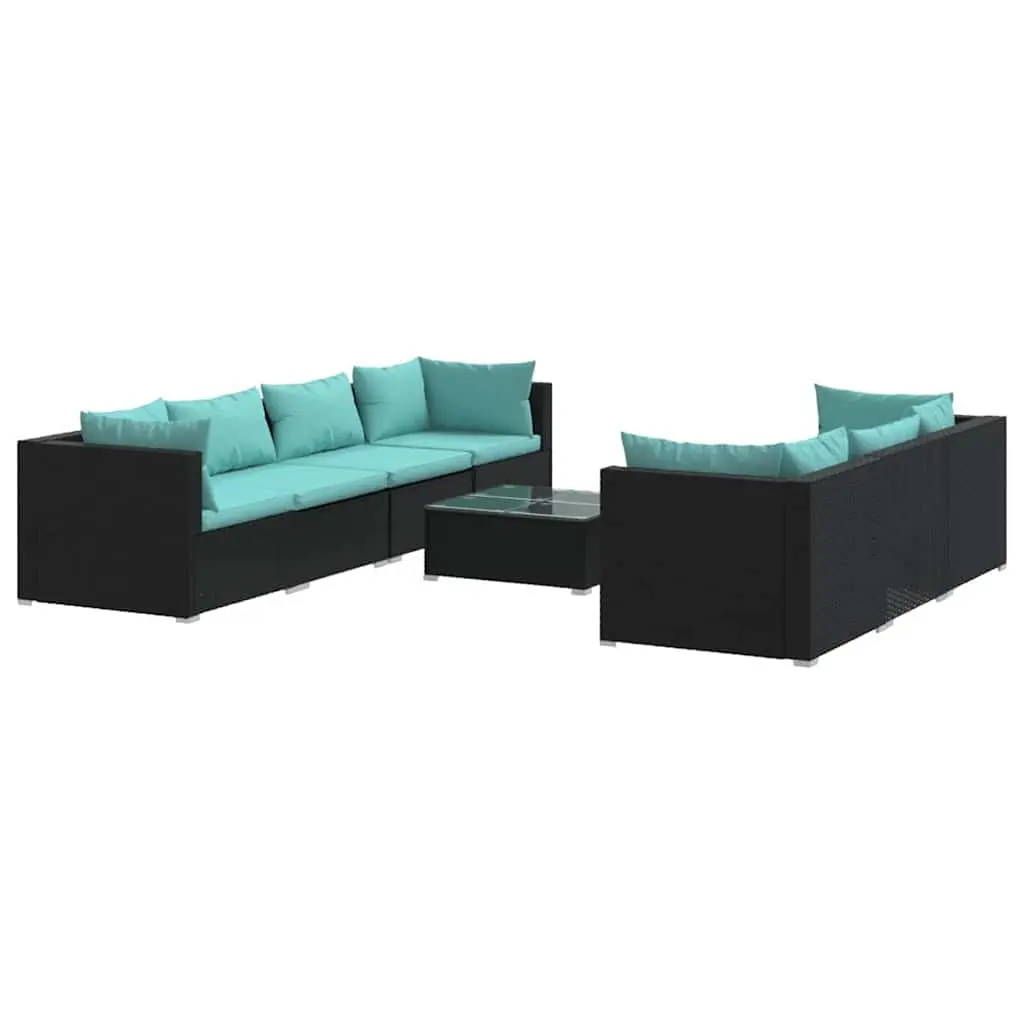 8 Piece Outdoor Lounge Set in Black