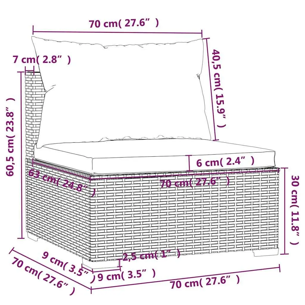 Garden Lounge Set 8 Piece Modular Outdoor Furniture with Cushions Grey Rattan