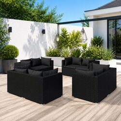 Friendly Black 8-Piece Modular Garden Lounge Set with Cushions