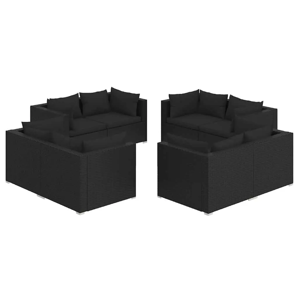 Outdoor Patio Furniture Modular Garden Lounge Set 8 Piece Black