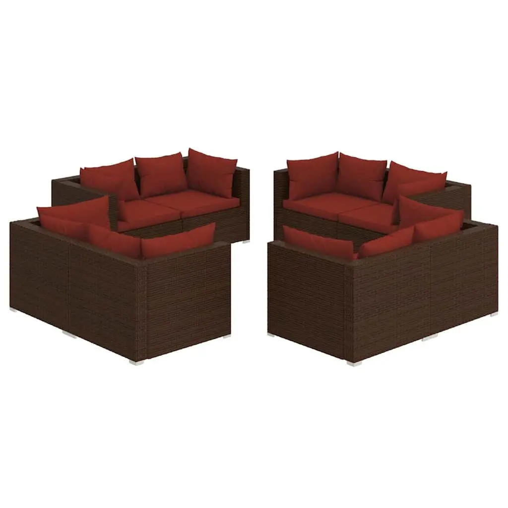 Garden Lounge Set Modular 8 Piece Poly Rattan Outdoor Furniture with Cushions